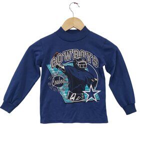 Vintage 90s Dallas Cowboys Youth Football Graphic Long Sleeve Shirt Size 7‎
